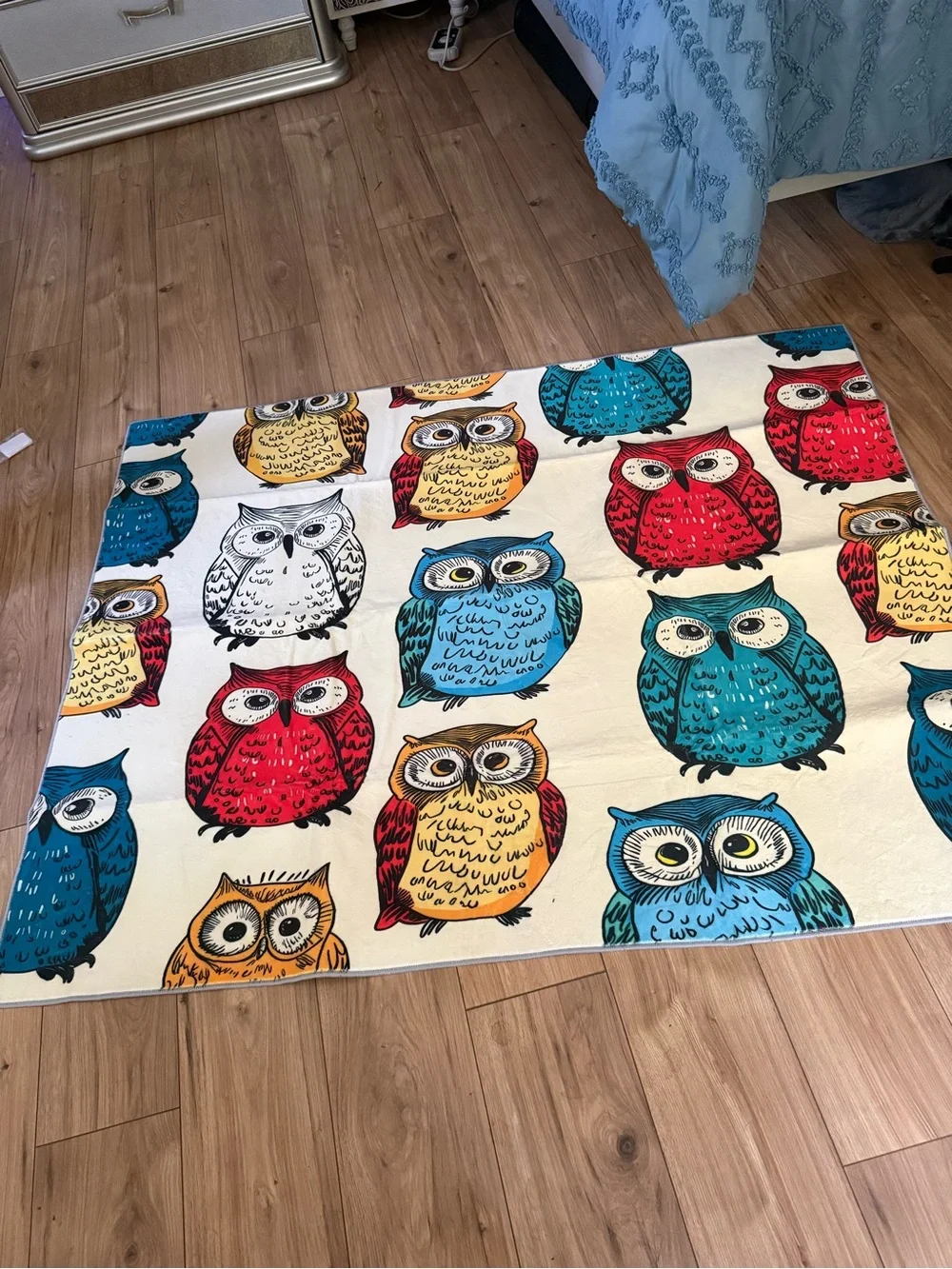 Colorful Owl Pattern Indoor Door Mat - Blue, Red, Yellow, White